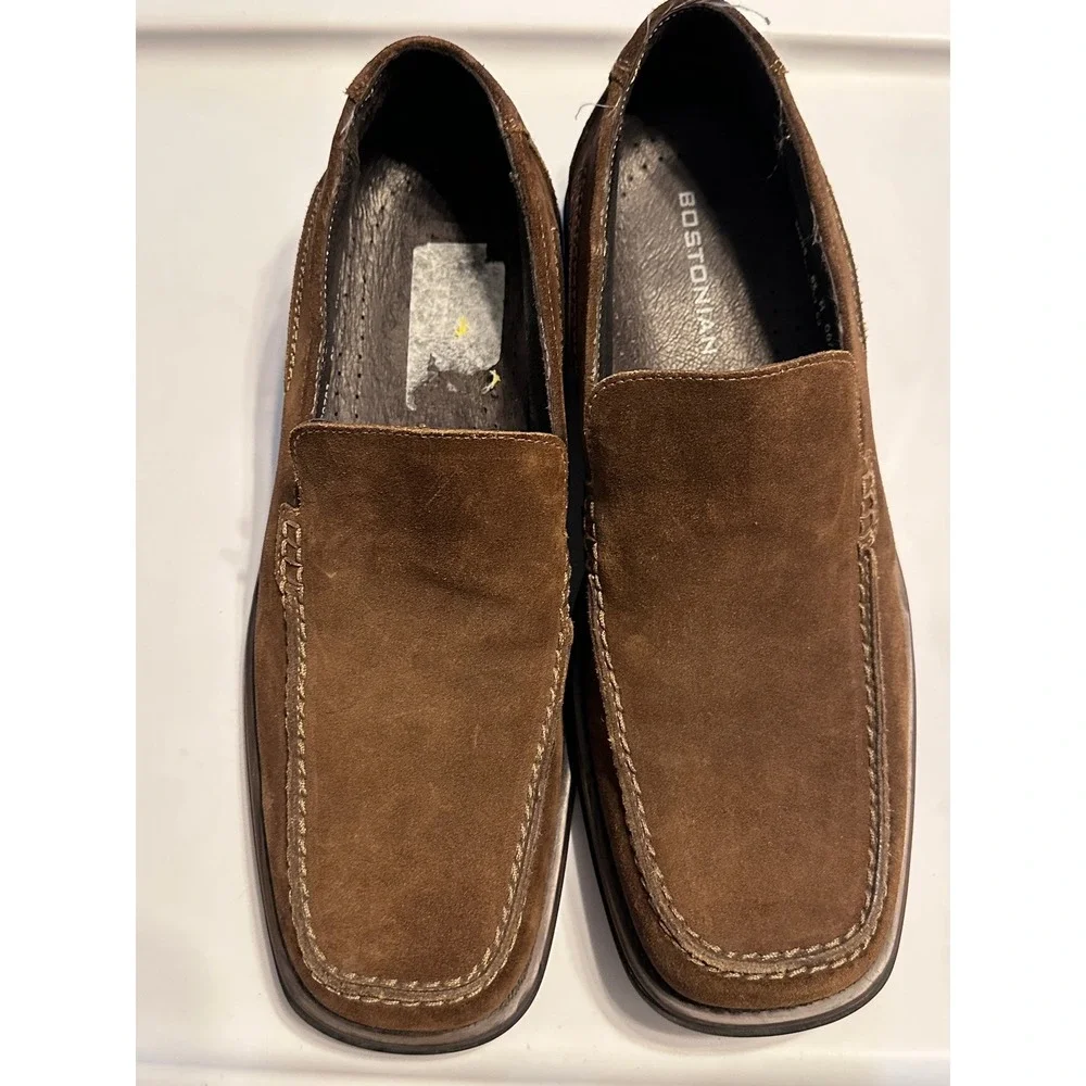 Bostonian Suede Leather Loafers Slip‎ On Dress Shoes Brown Square Toe 11M
